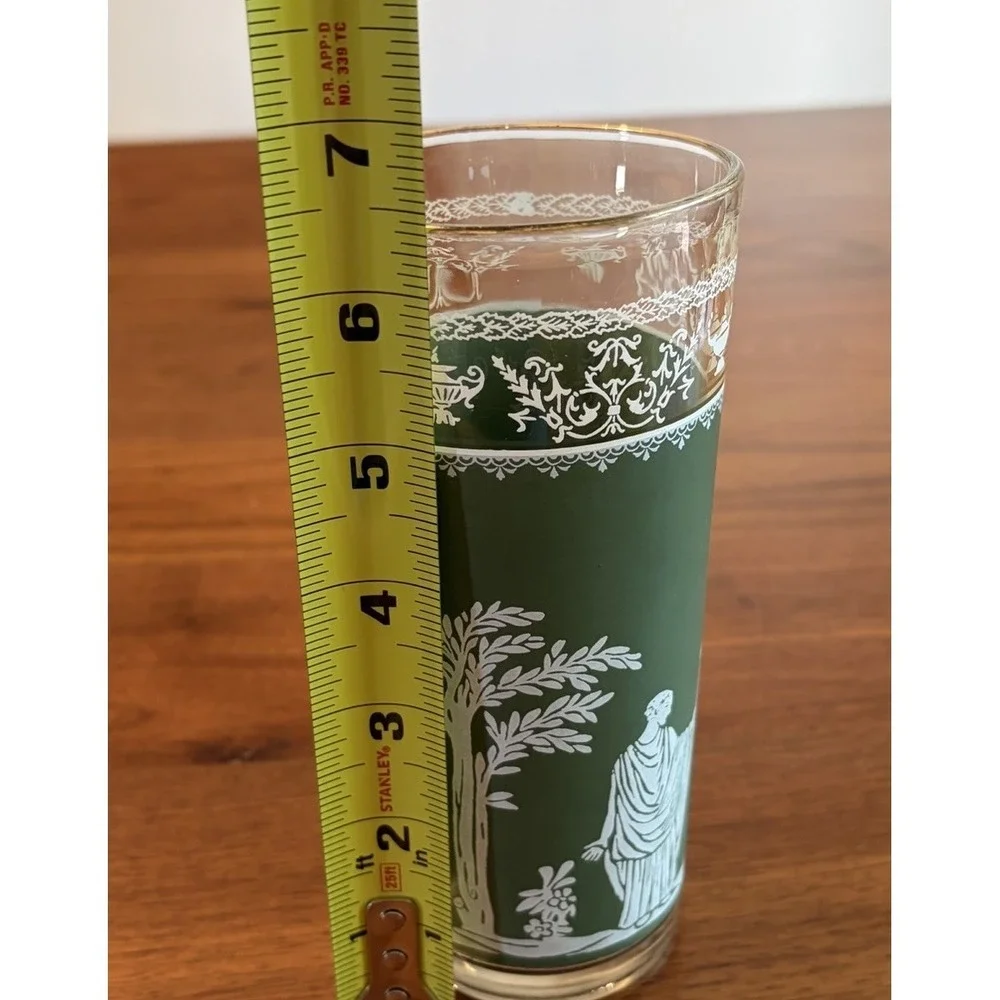 Wedgewood Jasperware Jeanette Glass Hellenic Green Greek Highball Glass 6.5